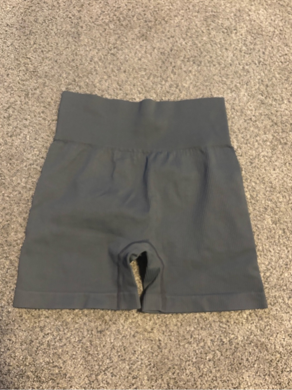 High-Waist Seamless Women’s Ribbed Shorts — Gray